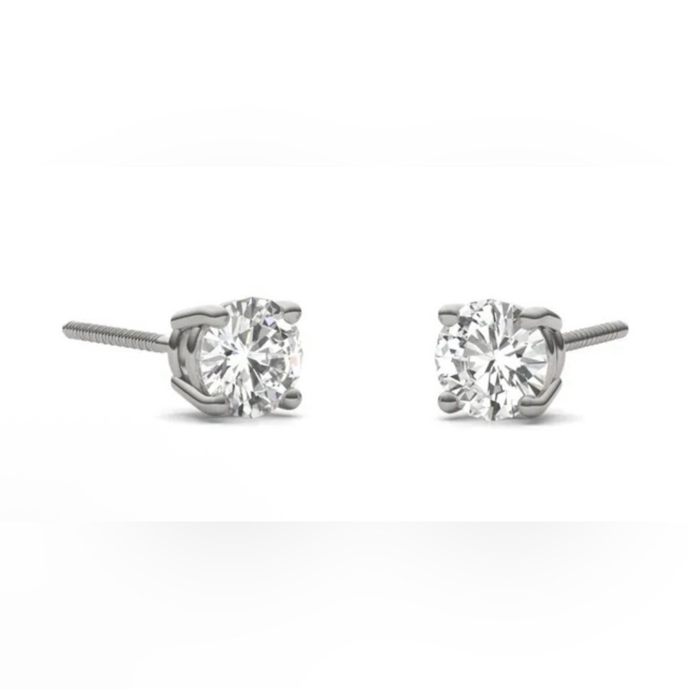 NWT .50 Carats Elegant Moissanite & 925 Sterling Silver Screw Back Stud Earrings - Picture 5 of 8